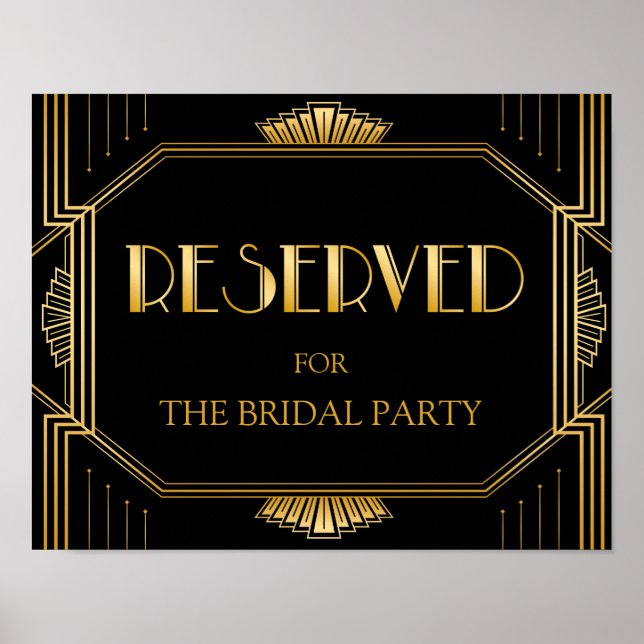 Reserved Table Wedding Sign | Gatsby Art Deco (Front)