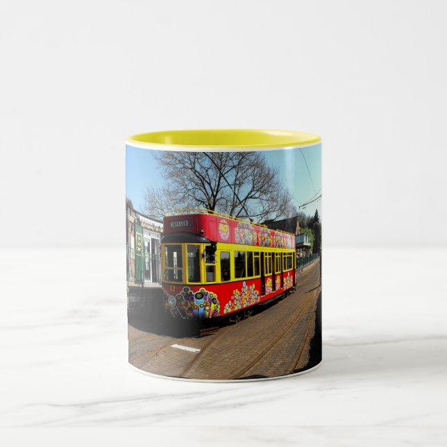Reserved tram at Colyton station Two-Tone Coffee Mug (Center)