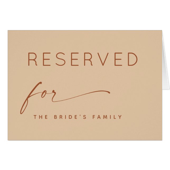 Reserved Wedding Sign | Minimal Warm Peach Sand (Front Horizontal)