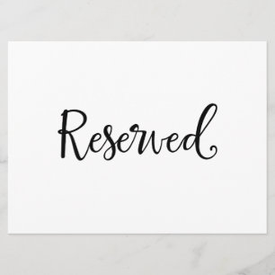 "Reserved" wedding Sign   Rustic Calligraphy Invitation