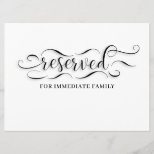 Reserved Wedding Table Card
