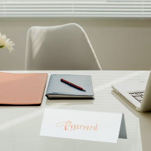 Reserved white rose gold script elegant