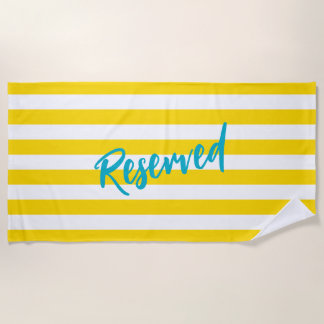 Reserved Yellow White Cabana Stripe Pool Party Beach Towel
