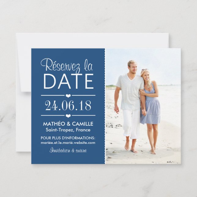 Réserver la Date du Mariage | Cartes Avec Photo Invitation (Front)