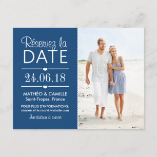 Réserver la Date du Mariage Cartes Avec Photo Invitation