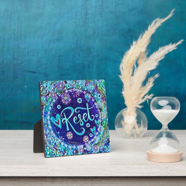 Reset Blue Abstract Modern Pretty Inspirivity  Plaque (Insitu)