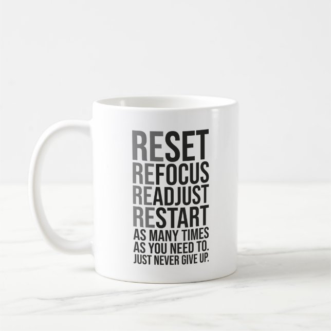 Reset Refocus Readjust - Gym, Hustle, Success Coffee Mug (Left)