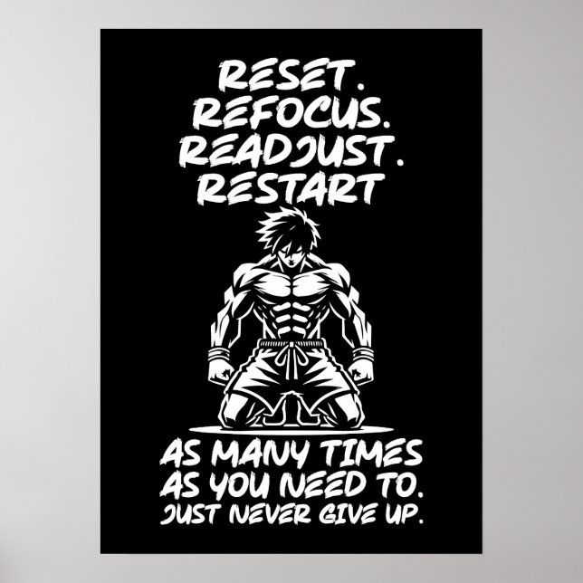 Reset Refocus Readjust - Gym, Hustle, Success Poster (Front)