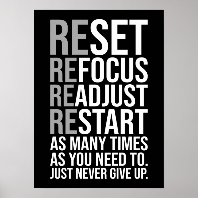 Reset Refocus Readjust - Gym, Hustle, Success Poster (Front)
