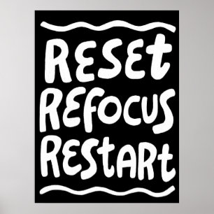 RESET REFOCUS RESTART Bold Fun Bubble Letters  Poster