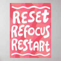 RESET REFOCUS RESTART Colourful Fun Bubble Letters