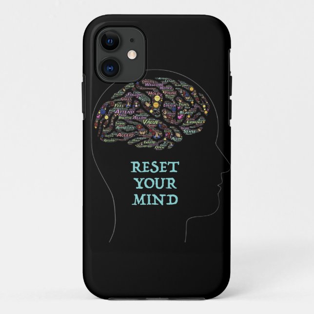 Reset Your Mind Inspirational Word Art Design   Case-Mate iPhone Case (Back)