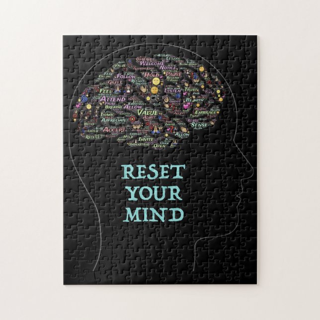 Reset Your Mind Inspirational Word Art Design  Jigsaw Puzzle (Vertical)