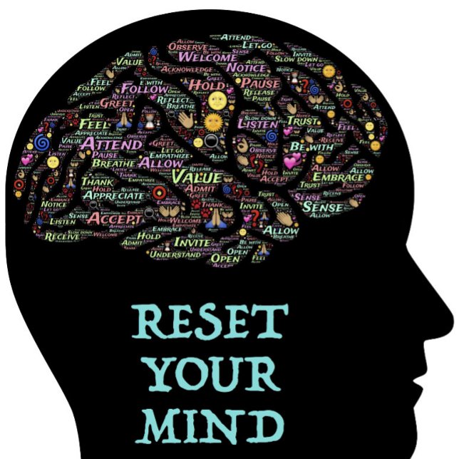 Reset Your Mind Inspirational Word Art Design T-Shirt (Creator Uploaded)