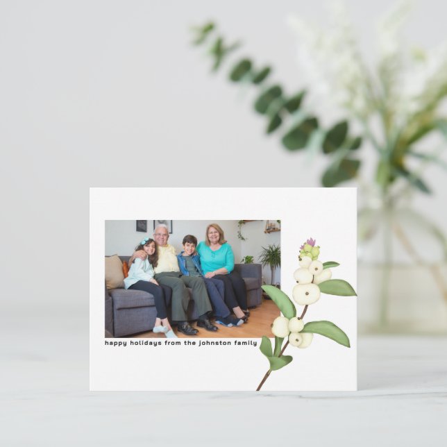 resh Floral Blossoms Christmas Card - Custom Photo (Standing Front)
