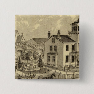 Residence and Greenhouse of John Lent Sewickley 15 Cm Square Badge