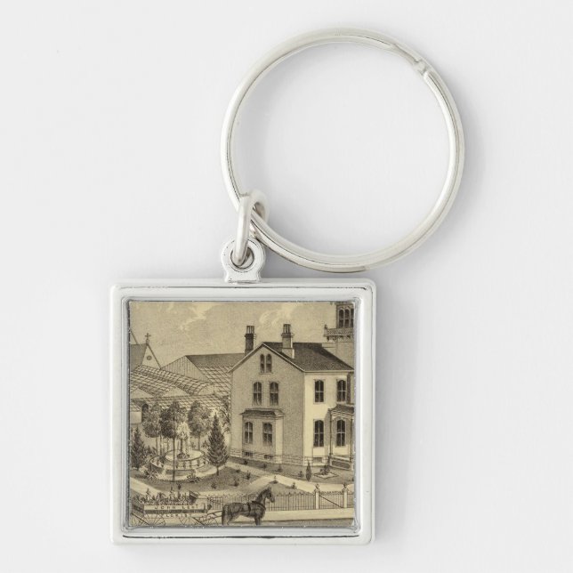Residence and Greenhouse of John Lent Sewickley Key Ring (Front)