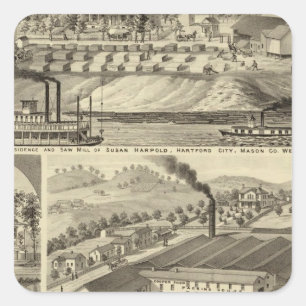 Residence and saw mill of Susan Harpold Square Sticker