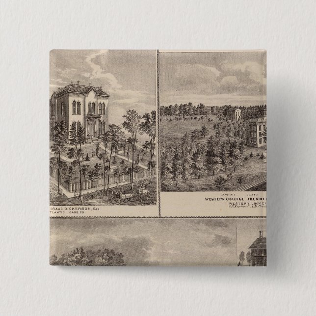 Residence and Western College in Marshalltown 15 Cm Square Badge (Front)