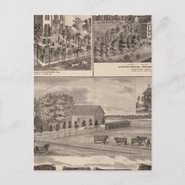 Residence and Western College in Marshalltown Postcard (Front)