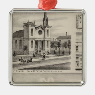 Residence, Farm, Church and Store in Minnesota Metal Tree Decoration