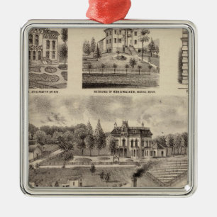 Residence, Lumberyard and Mills, Minnesota Metal Tree Decoration