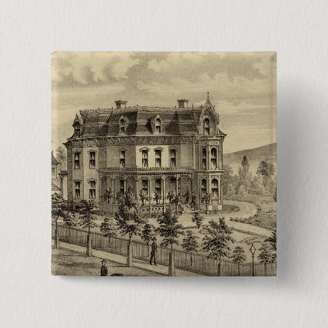 Residence of AM Brown 15 Cm Square Badge (Front)