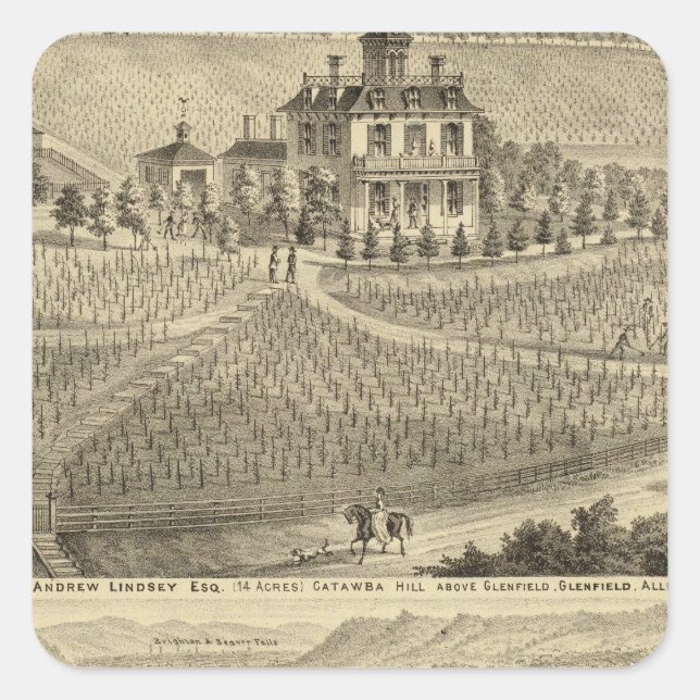 Residence of Andrew Lindsey Glenfield Square Sticker (Front)