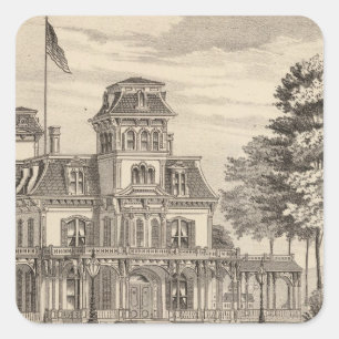 Residence of Genl HH Baxter in Rutland Vermont Square Sticker