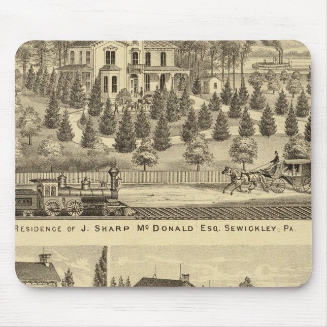Residence of J Sharp McDonald Sewickley Mouse Mat (Front)