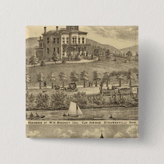 Residence of WH Mooney 15 Cm Square Badge (Front)