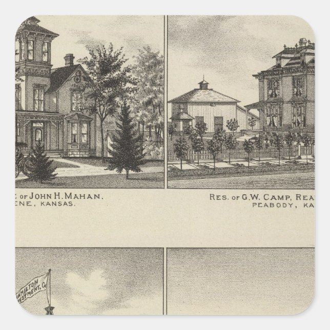Residences, Abilene, Kansas Square Sticker (Front)