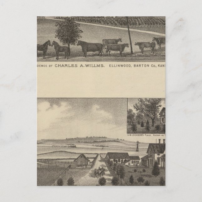 Residences and Farms, Edgerton, Kansas Postcard (Front)