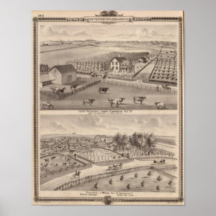 Residences and farms of J Canfield and J Wood Poster