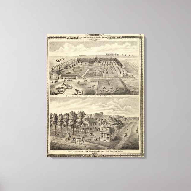 Residences and office, Douglas Tp Canvas Print (Front)