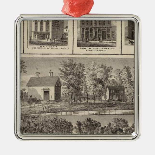 Residences & businesses in Muscatine Metal Tree Decoration (Front)