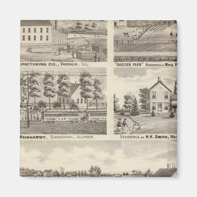 Residences, farms and factory, Vandalia, Sandoval Magnet (Front)