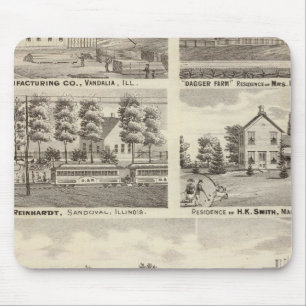 Residences, farms and factory, Vandalia, Sandoval Mouse Mat