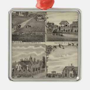 Residences, Farms, Mill in Litchfield, Minnesota Metal Tree Decoration