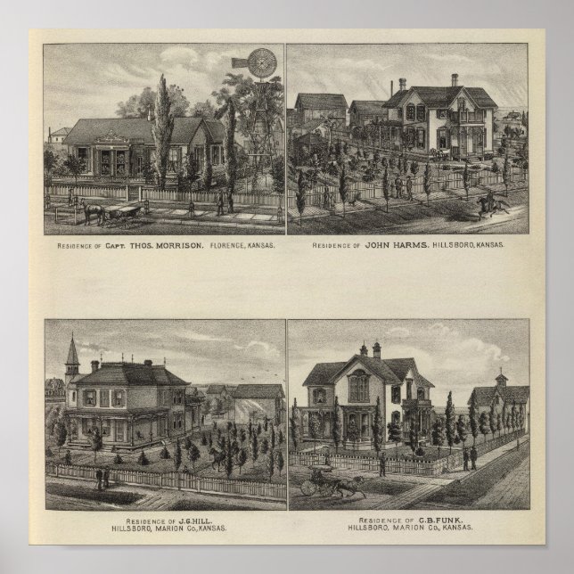 Residences, Florence, and Hillsboro, Kansas Poster (Front)