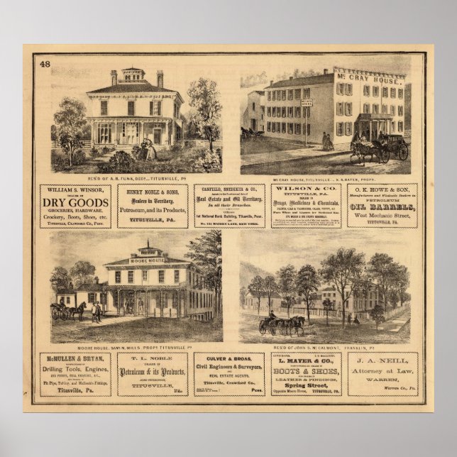 Residences, hotels, Titusville, Franklin Poster (Front)