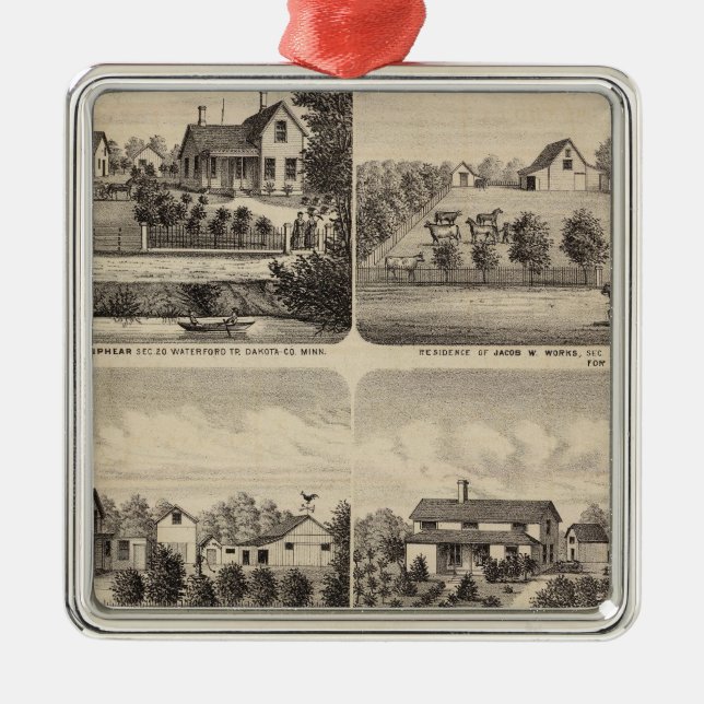 Residences, Minnesota 2 Metal Tree Decoration (Front)