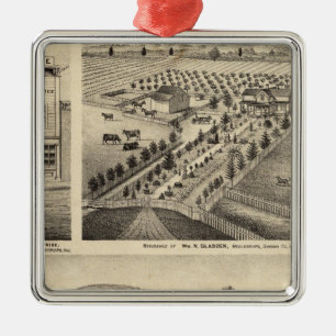 Residences of Wm N Gladden and Mrs Ina B Miller Metal Tree Decoration