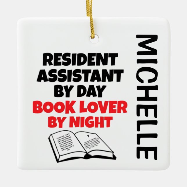 Resident Assistant loves Reading CUSTOM Ceramic Ornament (Front)