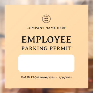 Resident Employee Parking Entrance Permit Door Window Cling