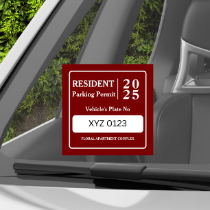 Resident Employee Parking Permit Vehicle Door  Window Cling