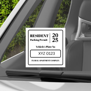 Resident Employee Parking Permit Vehicle Door  Window Cling