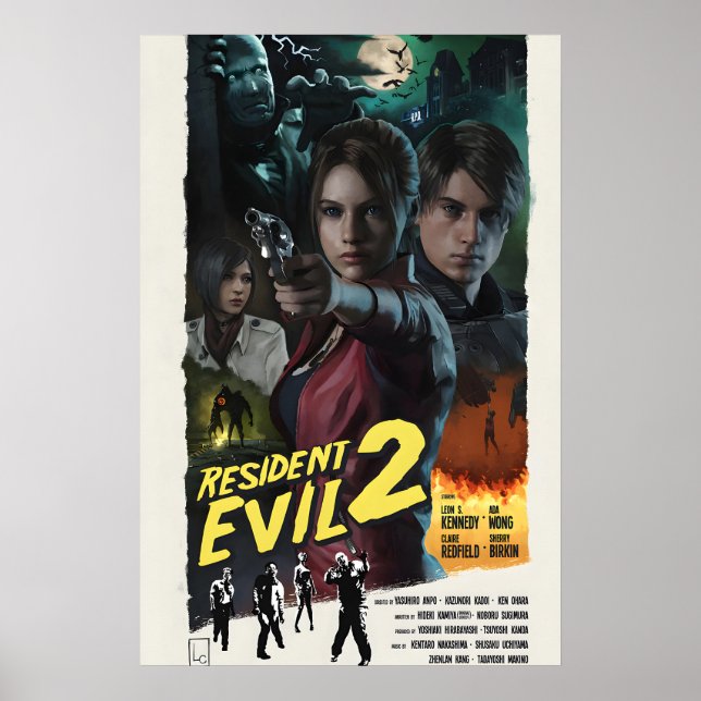 Resident Evil 2 Remake Poster  Retro Movie Art (Front)