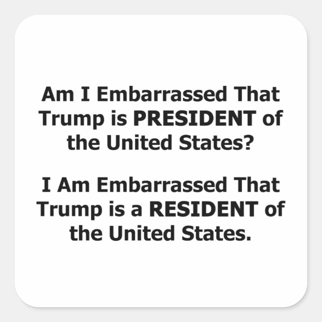 Resident Trump Square Sticker (Front)
