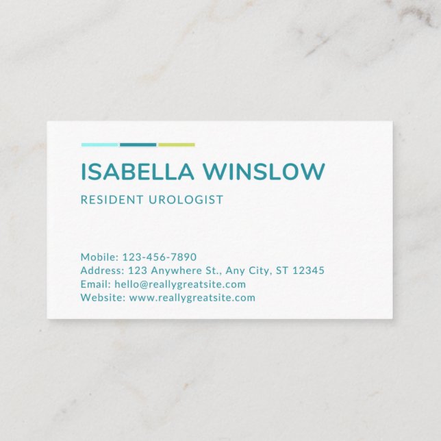 Resident Urologist – Patient Care Specialist Business Card (Back)